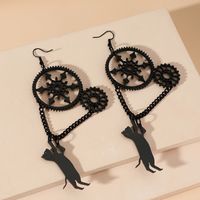 Fashion  Black Industrial Gear Cat Earrings European And American Personality Exaggerated Resin Earrings main image 5