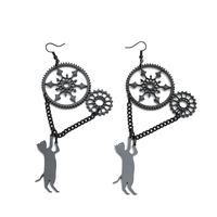 Fashion  Black Industrial Gear Cat Earrings European And American Personality Exaggerated Resin Earrings main image 6