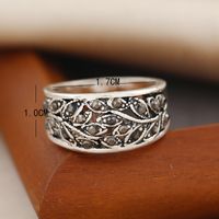 South Korea's New Simple Trend Joint Ring Fashion Retro Geometric Hollow Rhinestone Leaf Ring main image 5