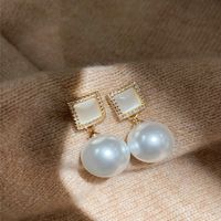 Boucles D&#39;oreilles Rétro En Perles D&#39;oeil De Chat Blanc En Zirconium De Corée main image 5
