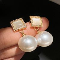 Boucles D&#39;oreilles Rétro En Perles D&#39;oeil De Chat Blanc En Zirconium De Corée main image 7