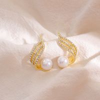 Retro Style Niche Design Wings Pearl Earrings Autumn And Winter New Style main image 3