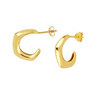 European And American Simple Special-shaped C-shaped 18k Gold Backbone Bamboo Earrings sku image 1