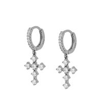 Geometric White Zircon Earrings Simple Square Drop Cross Earrings Set sku image 13