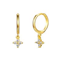 Geometric White Zircon Earrings Simple Square Drop Cross Earrings Set sku image 5