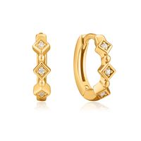 Cross-border Hot Selling Sterling Silver Needle Micro Inlaid Zircon Rhombus Form Round Ear Clip Women's Fashion Retro Earrings Jewelry sku image 1