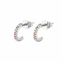 Micro-inlaid Color Zircon C-shaped Earrings European And American Simple Ring Circle Earrings sku image 4