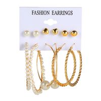 Europe And America Cross Border New Pearl Earrings Earrings Set Geometric Simple Diy Jewelry Love Heart Stud Earrings Set For Women sku image 1