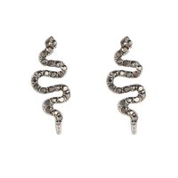 European And American Diamond-studded Snake-shaped Earrings Geometric Metal Zodiac Snake Element Earrings sku image 1