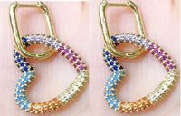 Korean Micro-inlaid Colorful Diamond Heart Earrings Exaggerated Diy Jewelry Accessories Wholesale sku image 7