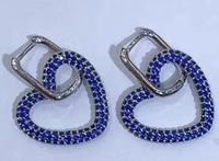 Korean Micro-inlaid Colorful Diamond Heart Earrings Exaggerated Diy Jewelry Accessories Wholesale sku image 9