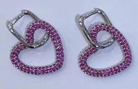 Korean Micro-inlaid Colorful Diamond Heart Earrings Exaggerated Diy Jewelry Accessories Wholesale sku image 10