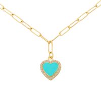 Commerce Extérieur Micro Incrusté Zircon Coloré Huile Collier Amour Pendentif Collier En Forme De Coeur Pendentif Clavicule Chaîne Diy Ornement Accessoires sku image 4