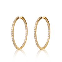 Simple Copper-plated Round Double-sided Zircon Big Earring sku image 1