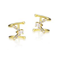 Korean Style Ins Fashion Diamond-embedded Ear Hanging  Spot Direct Supply Simple Copper-plated Gold White Gold Plated Graceful Earrings Women sku image 1