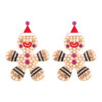 Christmas Festival Cartoon Character Earrings Alloy Diamond Shiny Earrings Fashionable Female Fashion Earrings Personal Accessories sku image 1