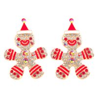 Christmas Festival Cartoon Character Earrings Alloy Diamond Shiny Earrings Fashionable Female Fashion Earrings Personal Accessories sku image 2