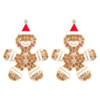 Christmas Festival Cartoon Character Earrings Alloy Diamond Shiny Earrings Fashionable Female Fashion Earrings Personal Accessories sku image 3