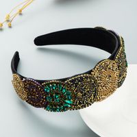 Fashion Trend Color Rhinestone Headband Women's Luxury Broad-sided Hair Accessories Wholesale sku image 1