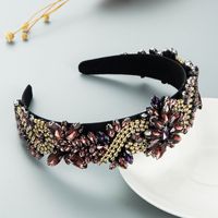 Baroque Fashion Shiny Double Gemstone Full Drill Headband European And American Retro Hair Accessories sku image 4