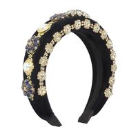 Baroque Palace Style Exaggerated Thick Sponge Headband Full Of Diamond Flower Hair Accessories sku image 2