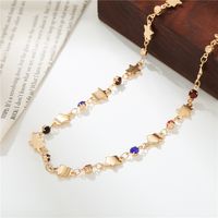 New Product Color Diamond Five-pointed Star Necklace Female Fashion Creative Handmade Chain Necklace main image 1