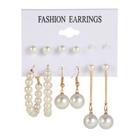 Retro Personality Exaggerated Pearl Earrings Female Korean Geometric Pearl Earring Set Wholesale main image 6