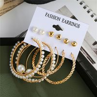 Europe And America Cross Border New Pearl Earrings Earrings Set Geometric Simple Diy Jewelry Love Heart Stud Earrings Set For Women main image 1