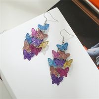 Coloré Shell Papillon Paillettes De Longues Femmes Boucles D'oreilles Abordable De Luxe Design De Mode Froid Style Style Européen Et Américain Exagérée Boucles D'oreilles main image 6