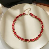 Korean Style Personality Chain Necklace Necklace Women's Simple Online Influencer Jewelry Metal Chain Red Ribbon Necklace Women main image 2