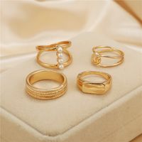 Retro Irregular With Personality Gold Four-piece Ring Female Joint Index Finger Ring Fashion Cross Ring Ring Set main image 1
