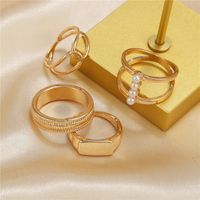 Retro Irregular With Personality Gold Four-piece Ring Female Joint Index Finger Ring Fashion Cross Ring Ring Set main image 3