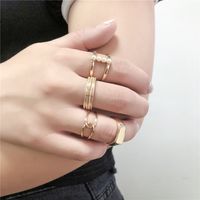 Retro Irregular With Personality Gold Four-piece Ring Female Joint Index Finger Ring Fashion Cross Ring Ring Set main image 4