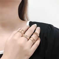 Retro Irregular With Personality Gold Four-piece Ring Female Joint Index Finger Ring Fashion Cross Ring Ring Set main image 5