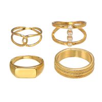 Retro Irregular With Personality Gold Four-piece Ring Female Joint Index Finger Ring Fashion Cross Ring Ring Set main image 6