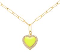 Commerce Extérieur Micro Incrusté Zircon Coloré Huile Collier Amour Pendentif Collier En Forme De Coeur Pendentif Clavicule Chaîne Diy Ornement Accessoires main image 5