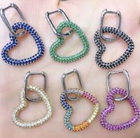 Korean Micro-inlaid Colorful Diamond Heart Earrings Exaggerated Diy Jewelry Accessories Wholesale main image 3