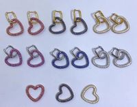 Boucles D&#39;oreilles Coeur En Diamant Coloré Micro-incrusté Coréen Exagéré Accessoires De Bijoux Bricolage En Gros main image 6