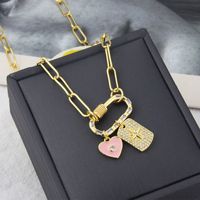 Ins Cross-border New Arrival Simple Tag Love Combination Necklace For Men And Women Fashion Hip Hop Spot Copper Inlaid Zirconium Ornament Chain main image 1