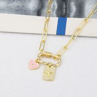 Ins Cross-border New Arrival Simple Tag Love Combination Necklace For Men And Women Fashion Hip Hop Spot Copper Inlaid Zirconium Ornament Chain main image 3