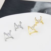 Korean Style Ins Fashion Diamond-embedded Ear Hanging  Spot Direct Supply Simple Copper-plated Gold White Gold Plated Graceful Earrings Women main image 3