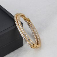 Simple Copper-plated Round Double-sided Zircon Big Earring main image 2