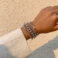 Personnalité Européenne Et Américaine Empilable Bracelet De Perles Tissées Chaîne En Métal Femme Bracelet Creux Simple main image 1