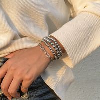 European And American Personality Stacking Woven Beaded Bracelet Female Metal Chain Simple Hollow Bracelet main image 3