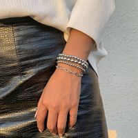 European And American Personality Stacking Woven Beaded Bracelet Female Metal Chain Simple Hollow Bracelet main image 4