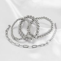 European And American Personality Stacking Woven Beaded Bracelet Female Metal Chain Simple Hollow Bracelet main image 5