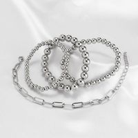 Personnalité Européenne Et Américaine Empilable Bracelet De Perles Tissées Chaîne En Métal Femme Bracelet Creux Simple main image 5