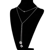 European And American Fashion Long Double-layer Necklace Minimalist Style Stainless Steel Pendant Necklace Wholesale sku image 2