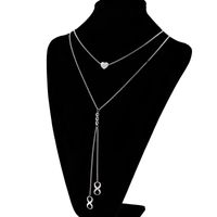 European And American Fashion Long Double-layer Necklace Minimalist Style Stainless Steel Pendant Necklace Wholesale sku image 3