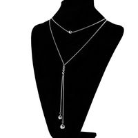 European And American Fashion Long Double-layer Necklace Minimalist Style Stainless Steel Pendant Necklace Wholesale sku image 1